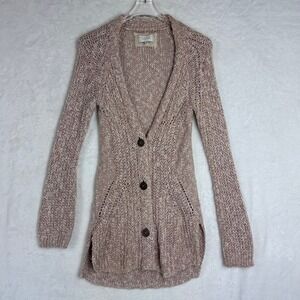 Angel of the North Italy Knit Open Weave Button‎ Front Cardigan Sweater XS